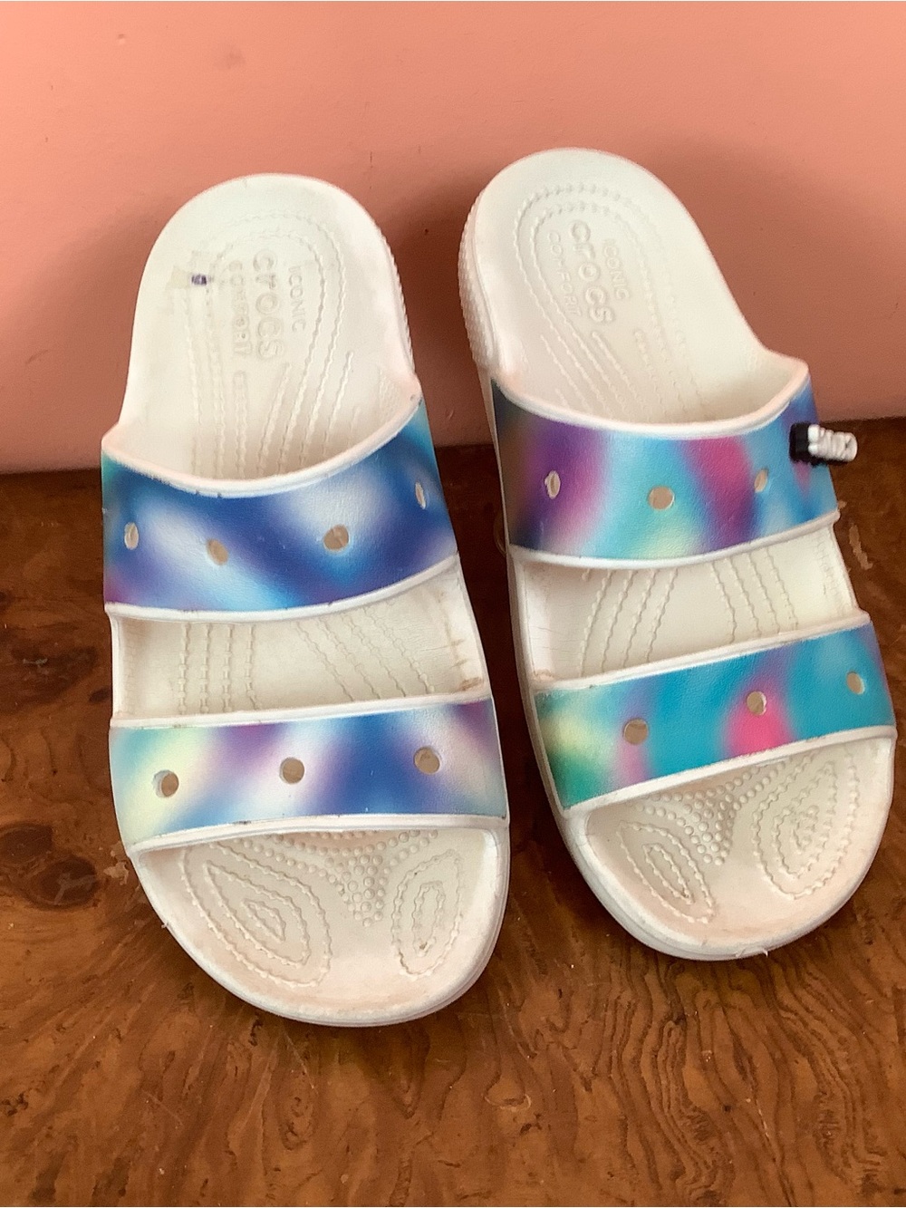 Classic Crocs Women’s Size 7 Solarized Tie Dye Two-Strap Sandals - Picture 2 of 11